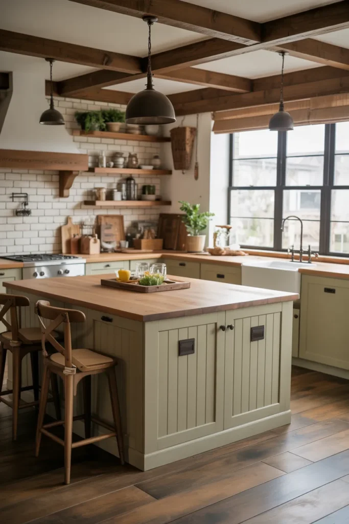 Cabinet Islands with Rustic Accents