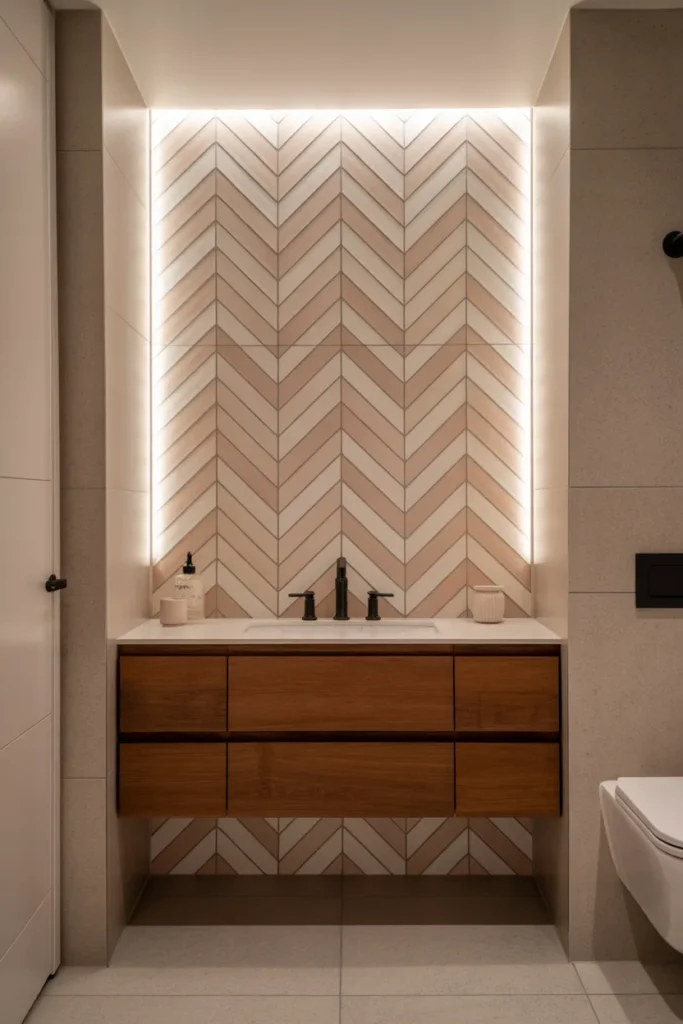 Chevron Patterned Tile Accent