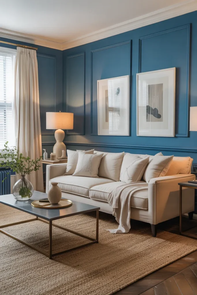 Classic Blue and Beige Living Room