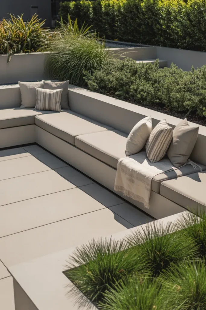 Contemporary Patio with Built-In Seating