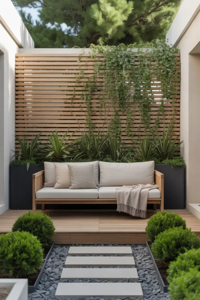 Contemporary Privacy Screen with Greenery