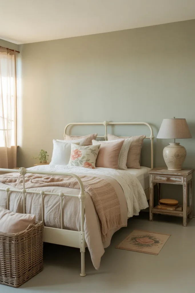 Cottage-Inspired Bedroom with Soft Layered Textiles