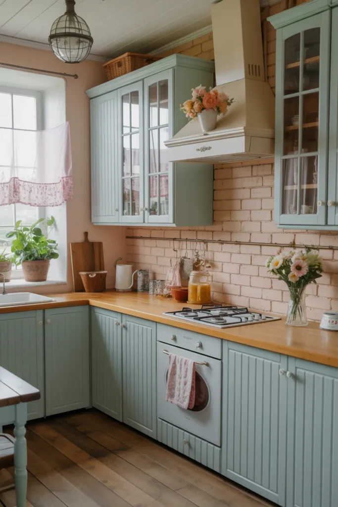 Cottage Kitchen with Butcher Block Countertops