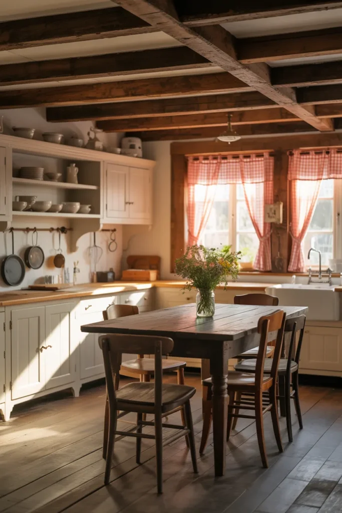Cottage Kitchen with Rustic Wooden Beams