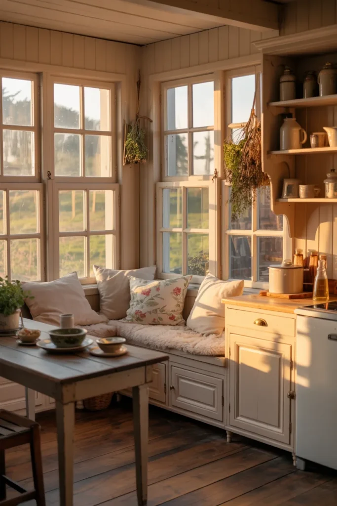 Cottage Kitchen with Window Seat
