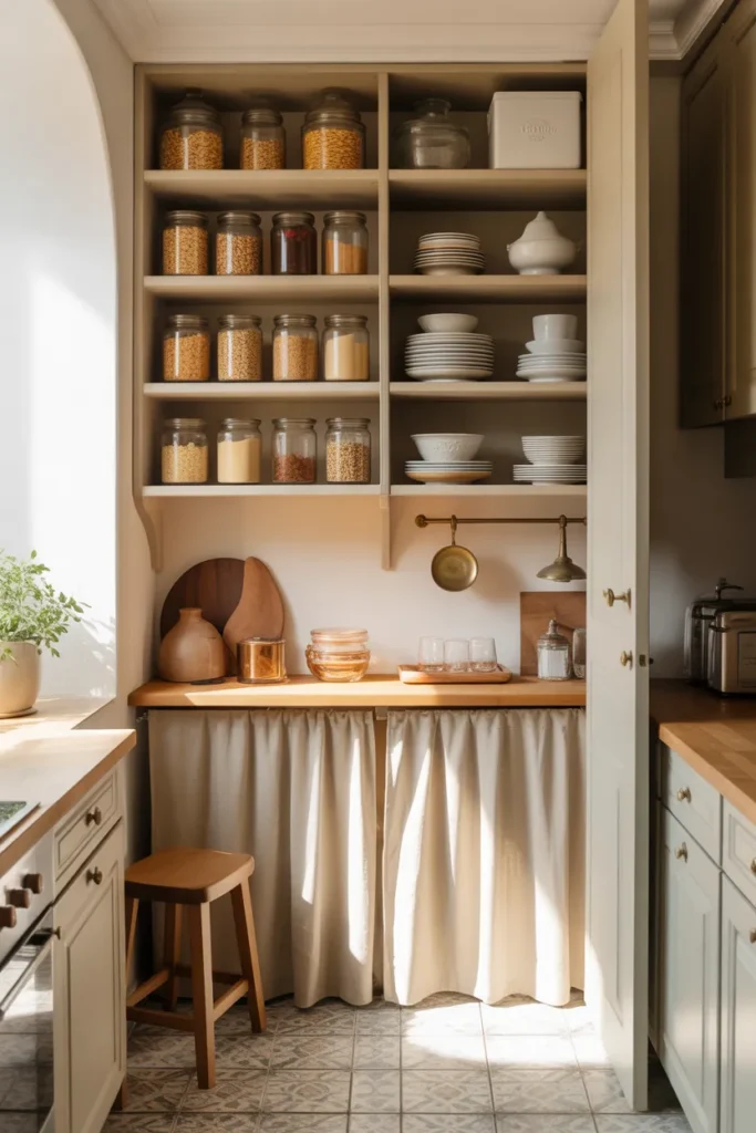 Cottage Pantry Nook with Open Storage