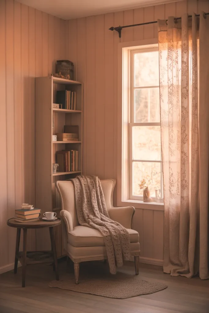 Cottage Reading Corner with Vintage Armchair
