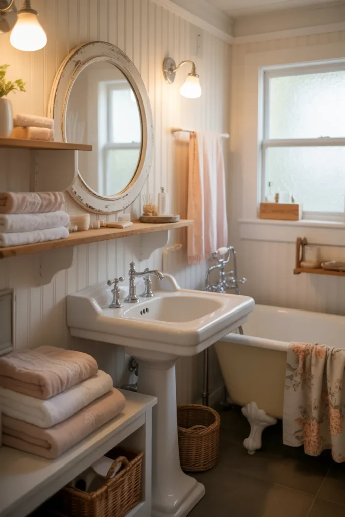 Cottage-Style Bathroom with Vintage Touches