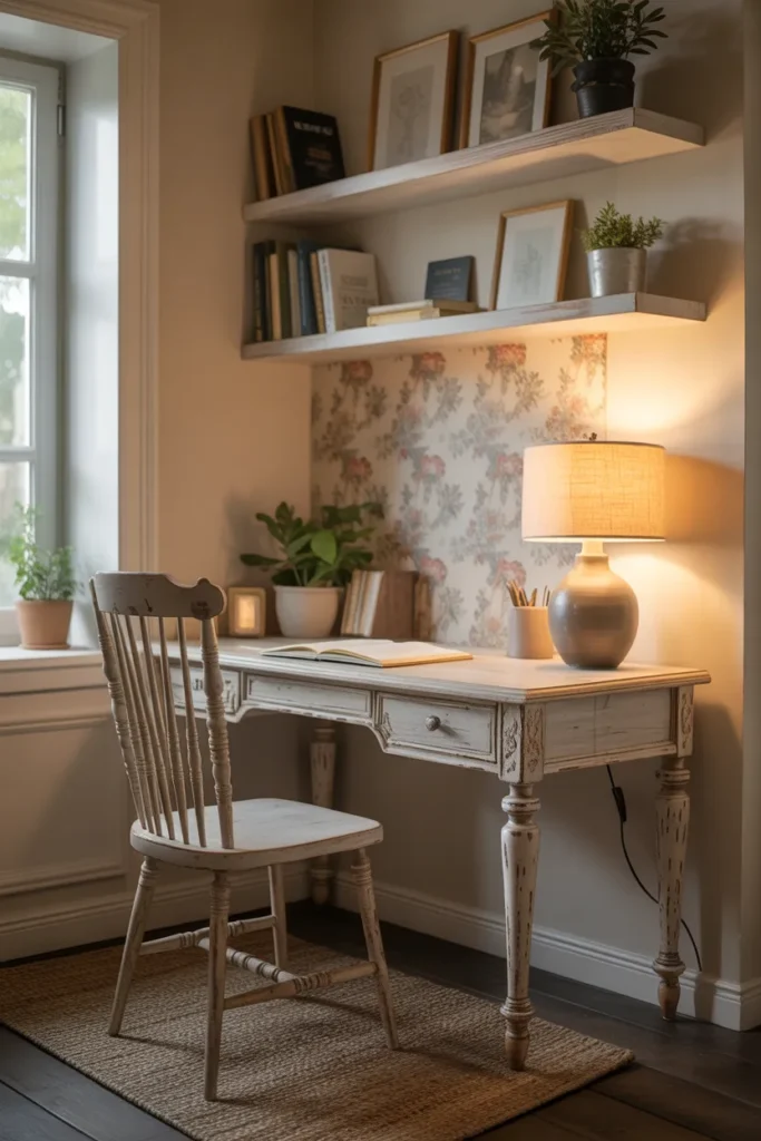 Cottage Workspace with Vintage Desk
