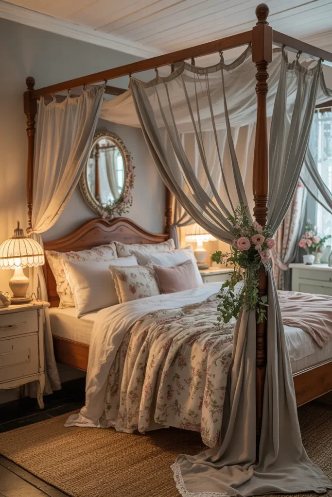 Cottagecore Bedroom with Canopy Bed