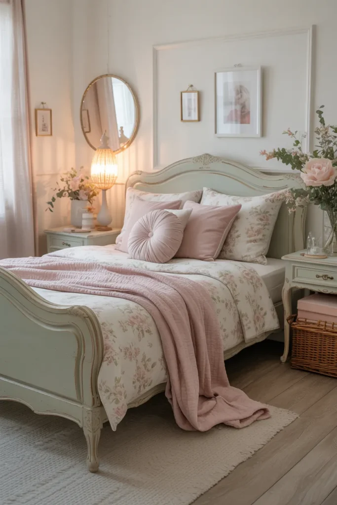 Cottagecore Bedroom with Pastel Accents