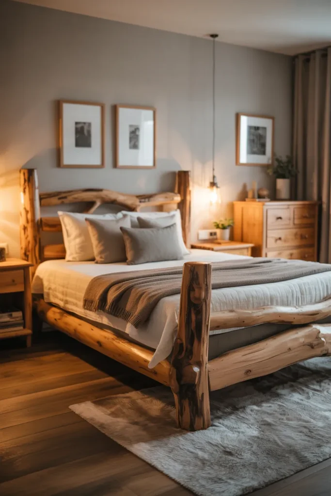Cottagecore Bedroom with Rustic Wooden Furniture