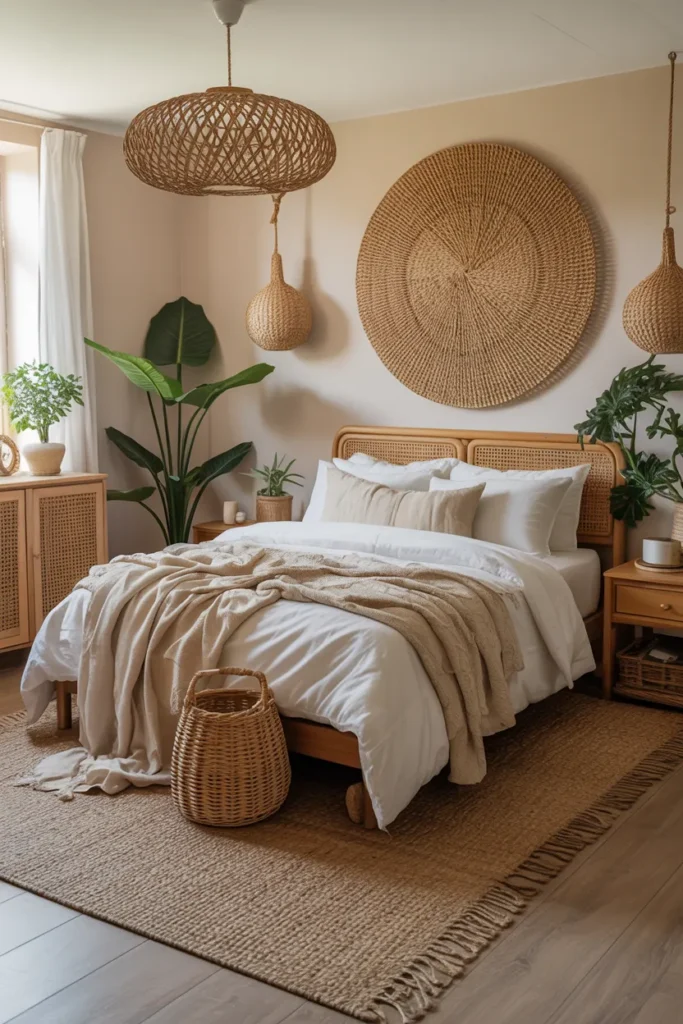 Cottagecore Bedroom with Woven Textures