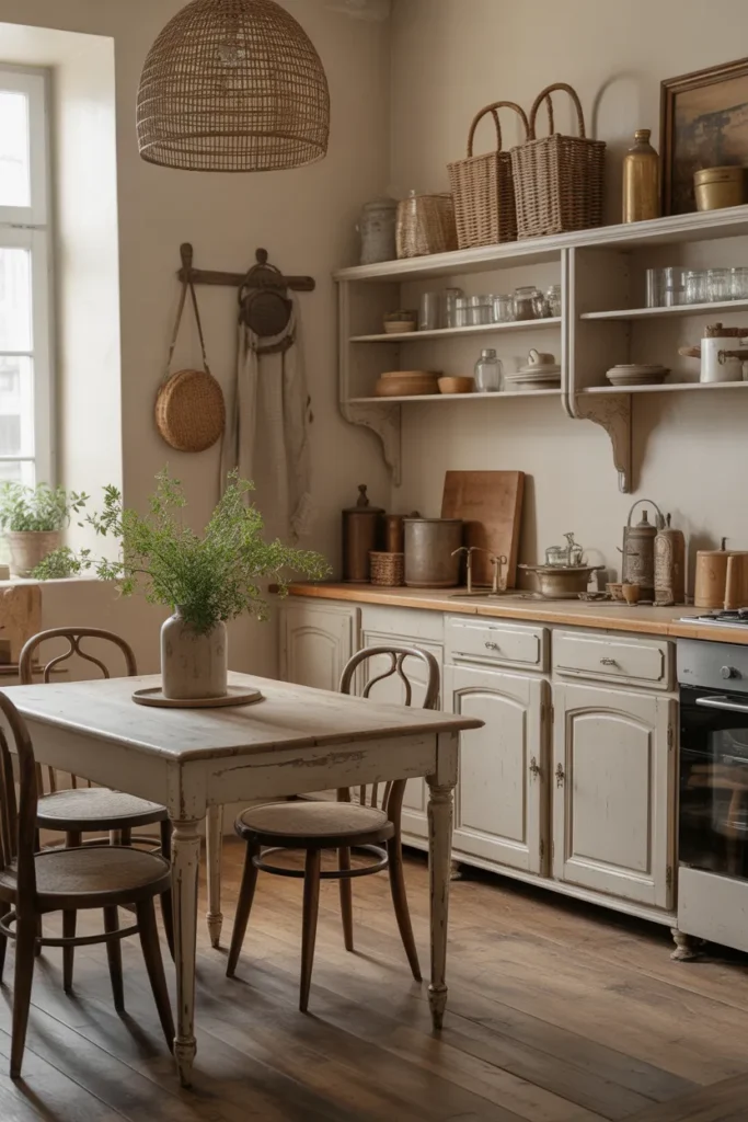 Cottagecore Kitchen with Antique Furniture