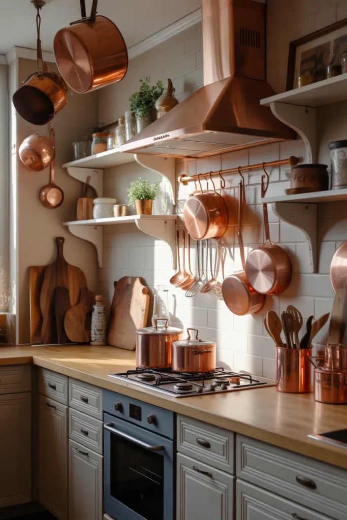 Cottagecore Kitchen with Copper Accents