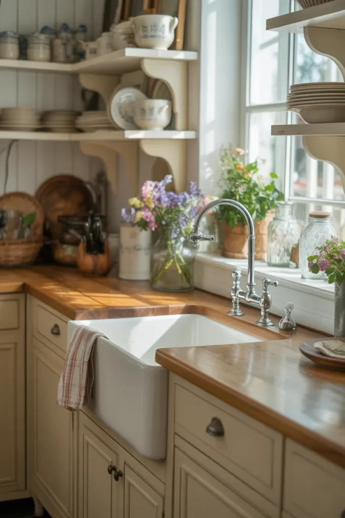 Cottagecore Kitchen with Farmhouse Sink