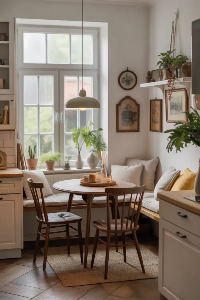 Cottagecore Kitchen with Wooden Dining Nook