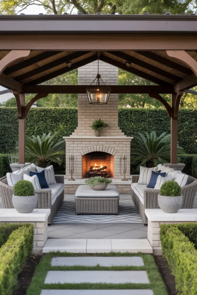 Covered Patio with Outdoor Fireplace