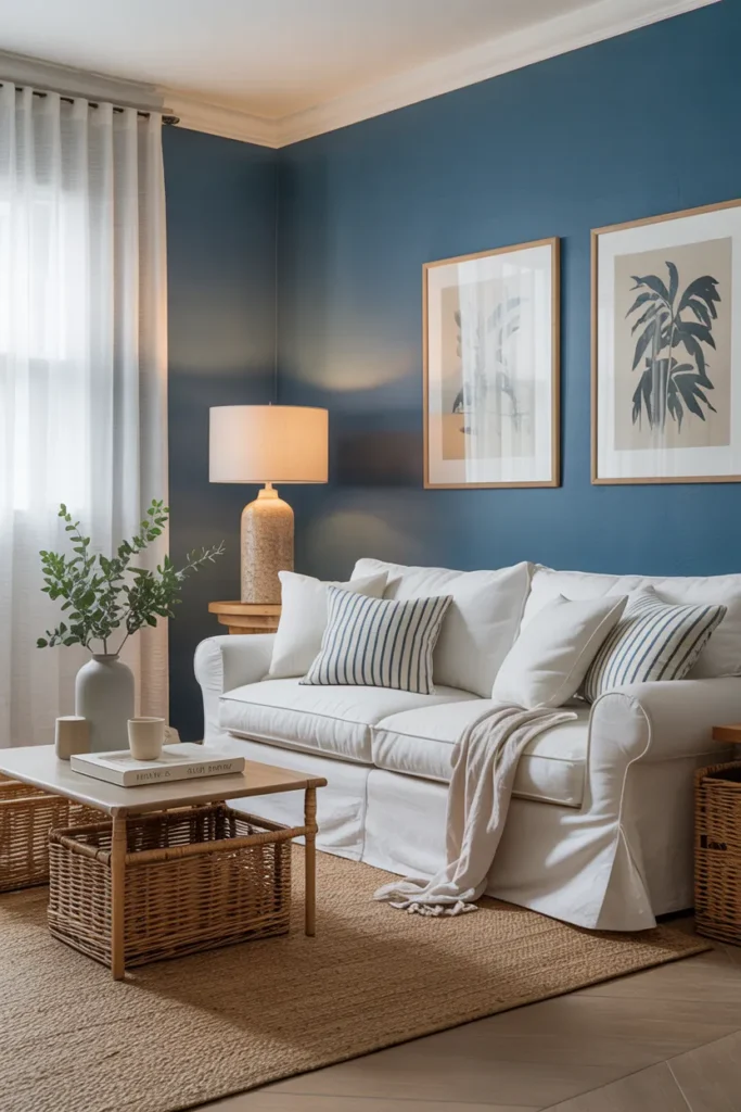 Denim Blue and White Living Room
