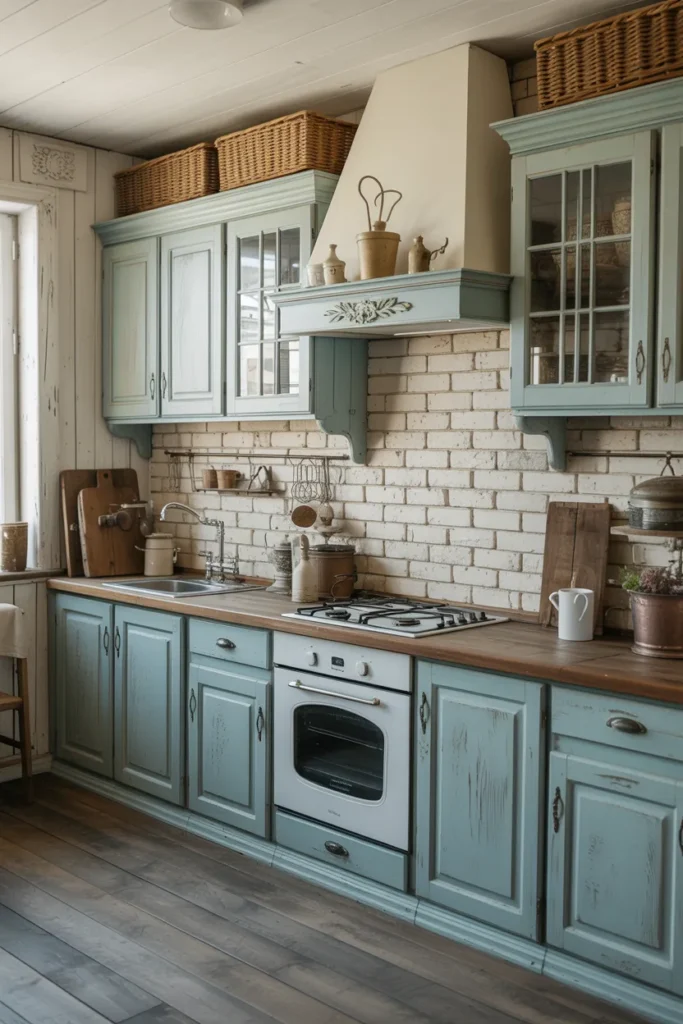 Distressed Painted Cabinets