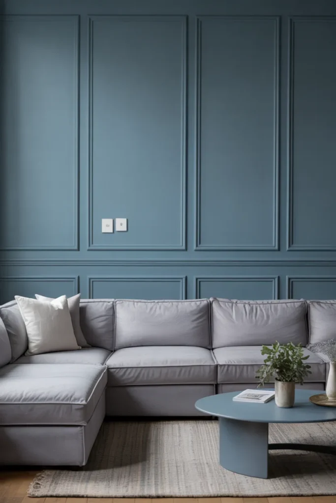 Dusty Blue and Soft Gray Living Room