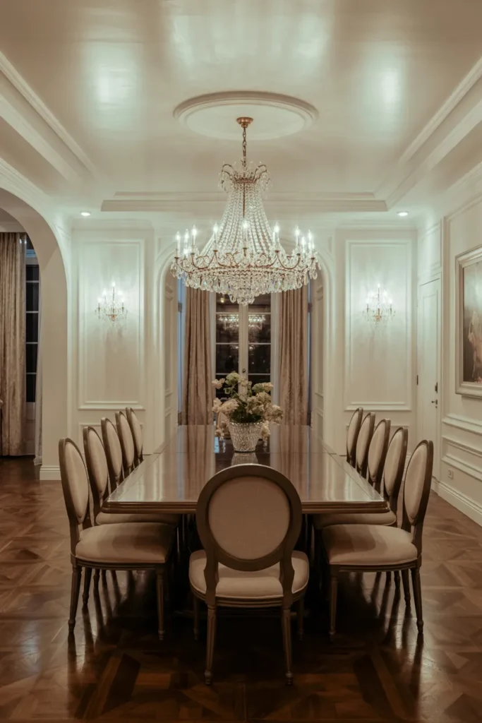 Elegant Dining Room with Crystal Chandelier