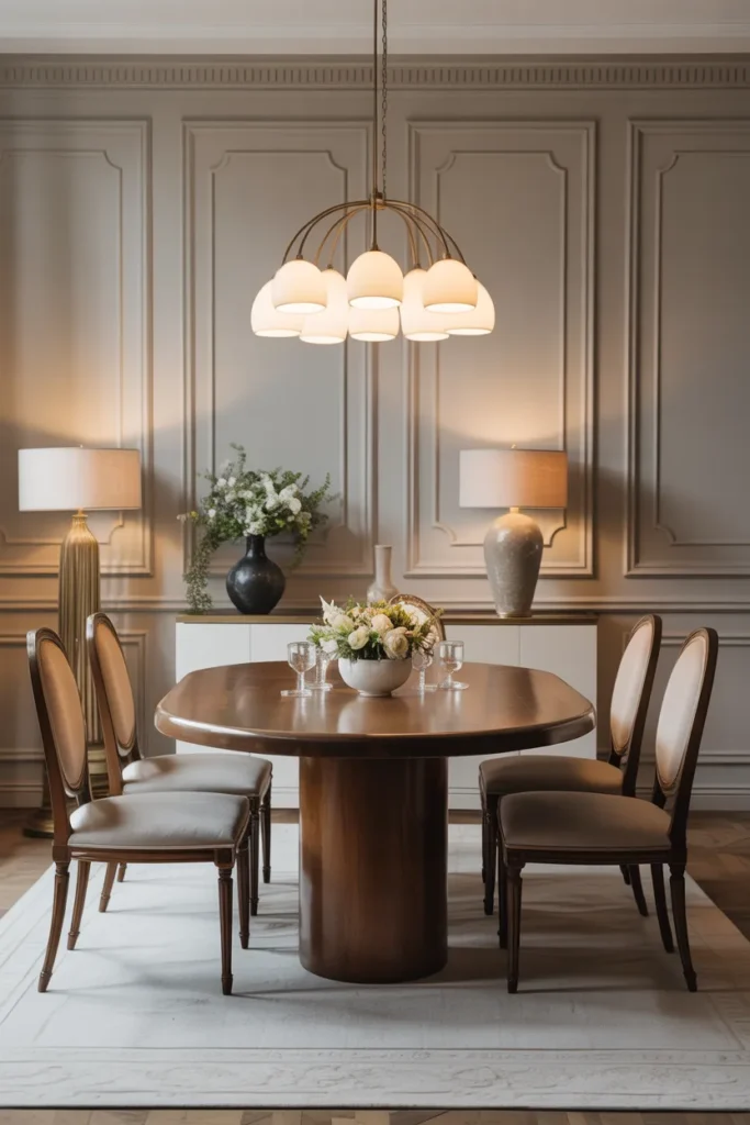 Elegant Dining Room with Decorative Wall Paneling