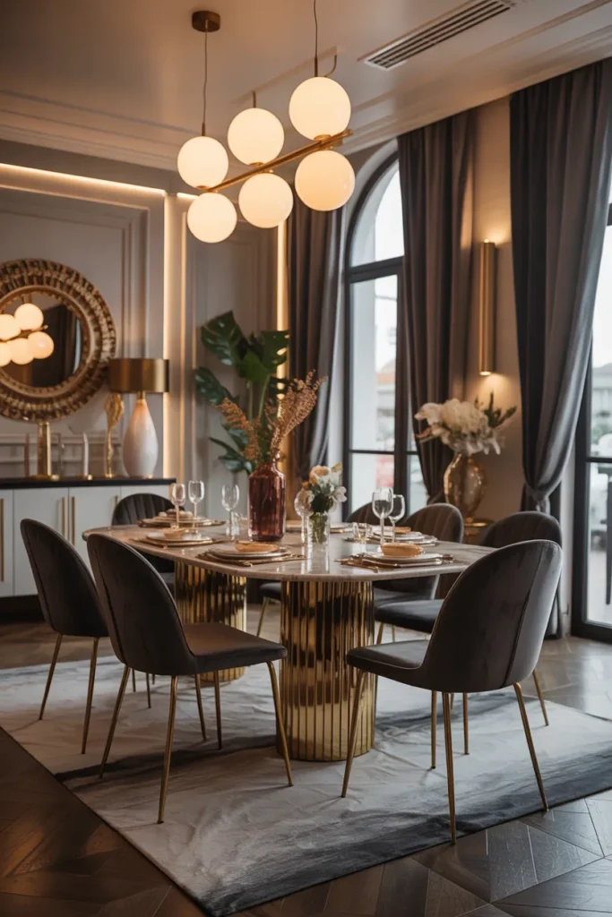 Elegant Dining Room with Gold Accents