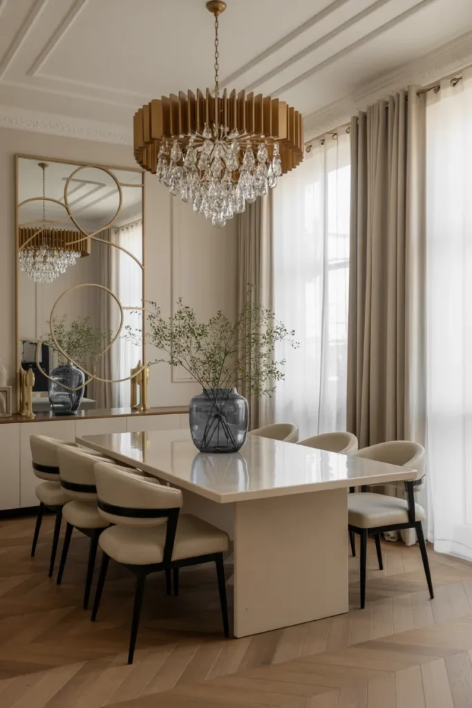Elegant Dining Room with Mirror Accents