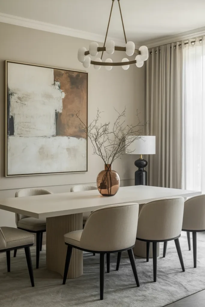 Elegant Dining Room with Statement Artwork