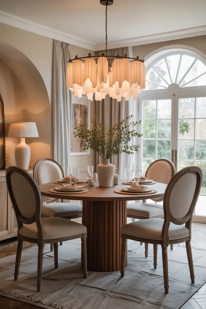 Elegant Dining Room with a Round Dining Table