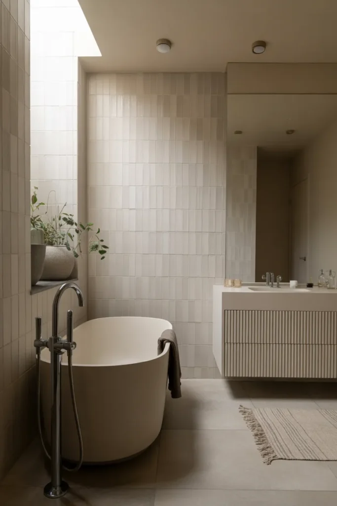 Elegant Freestanding Tub with Statement Faucet