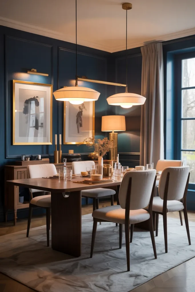 Elegant Navy Blue Accent Walls