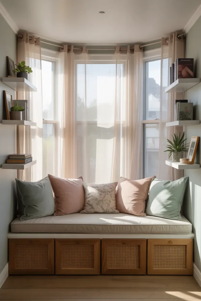Enclosed Window Nook with Cushioned Bench