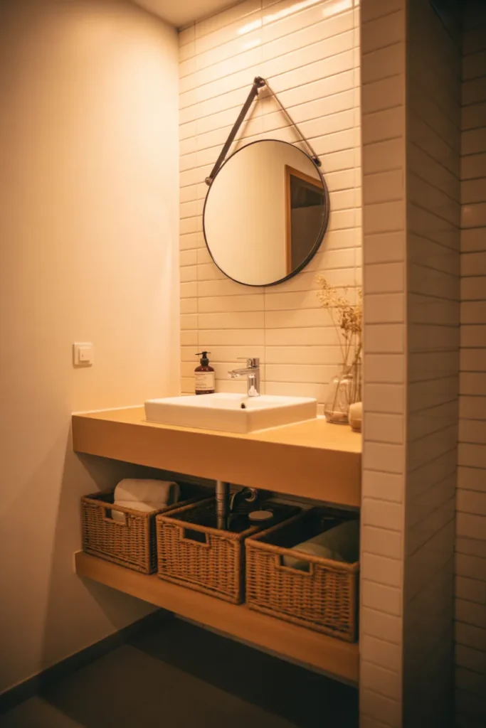 Floating Vanity with Under-Storage Baskets