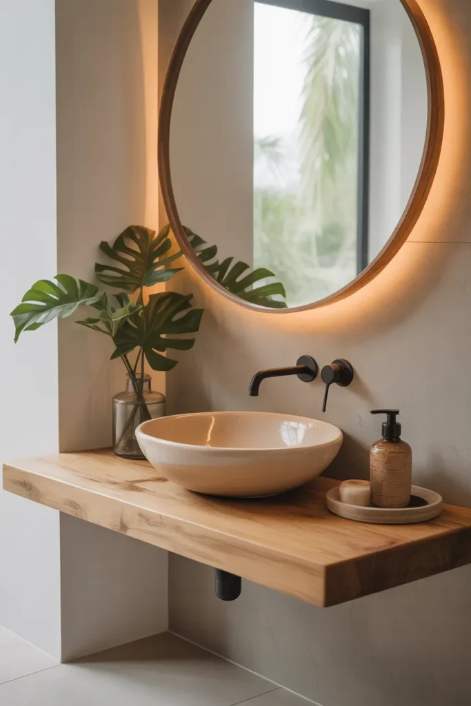 Floating Wood Shelf Basin