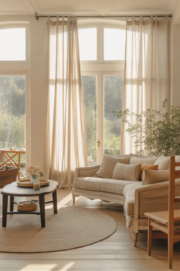 Floor-Length Linen Curtains for Soft Elegance