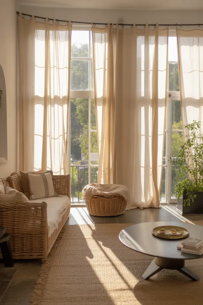 Flowing Curtains for a Relaxed Sunroom Atmosphere