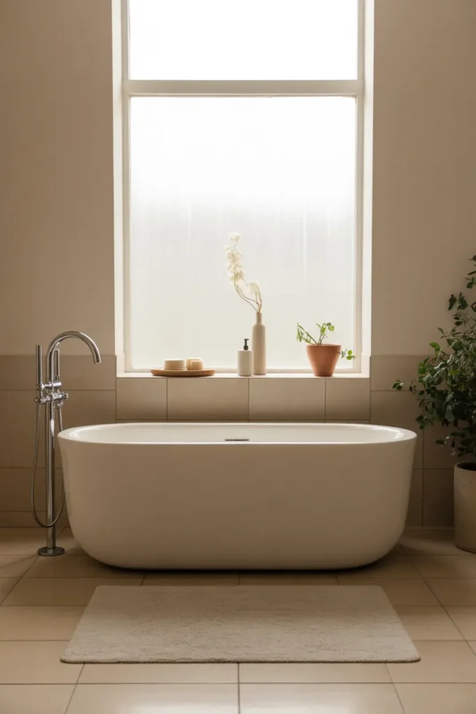 Freestanding Tub with Floor-Mounted Faucet