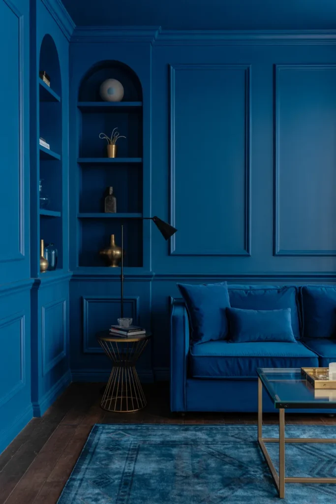 Indigo Color Drenched Living Room