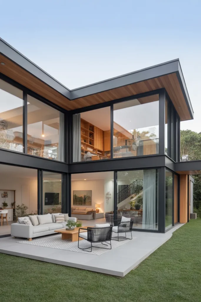 L-Shaped 3 Bedroom House Layout