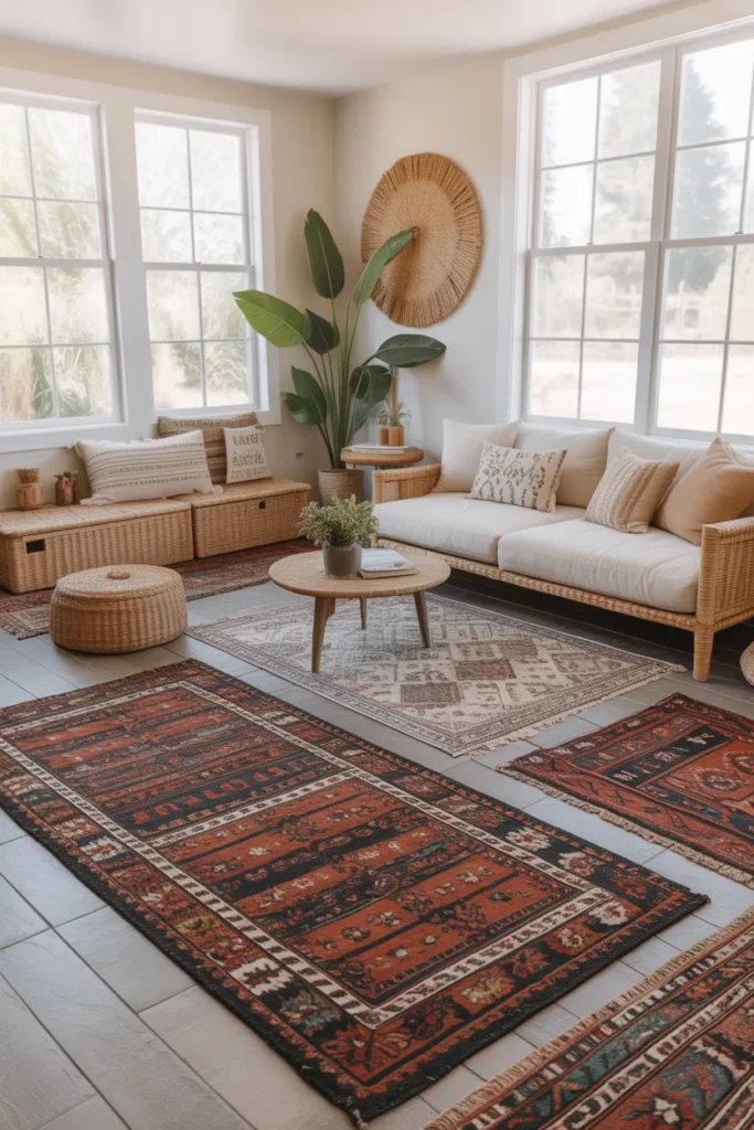 Layered Patterned Rugs