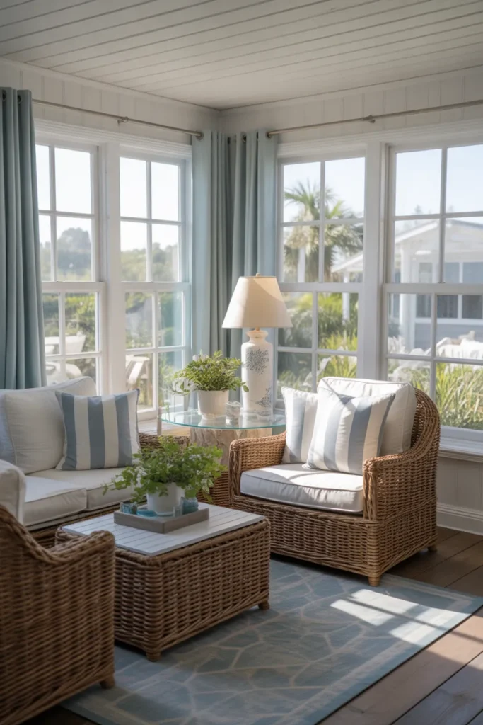 Light Blue Curtains for an Airy Sunroom