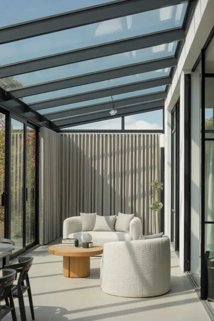 Light Gray Curtains for a Modern Sunroom