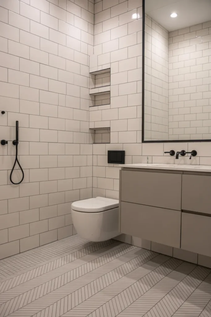 Light Gray Herringbone Tiles