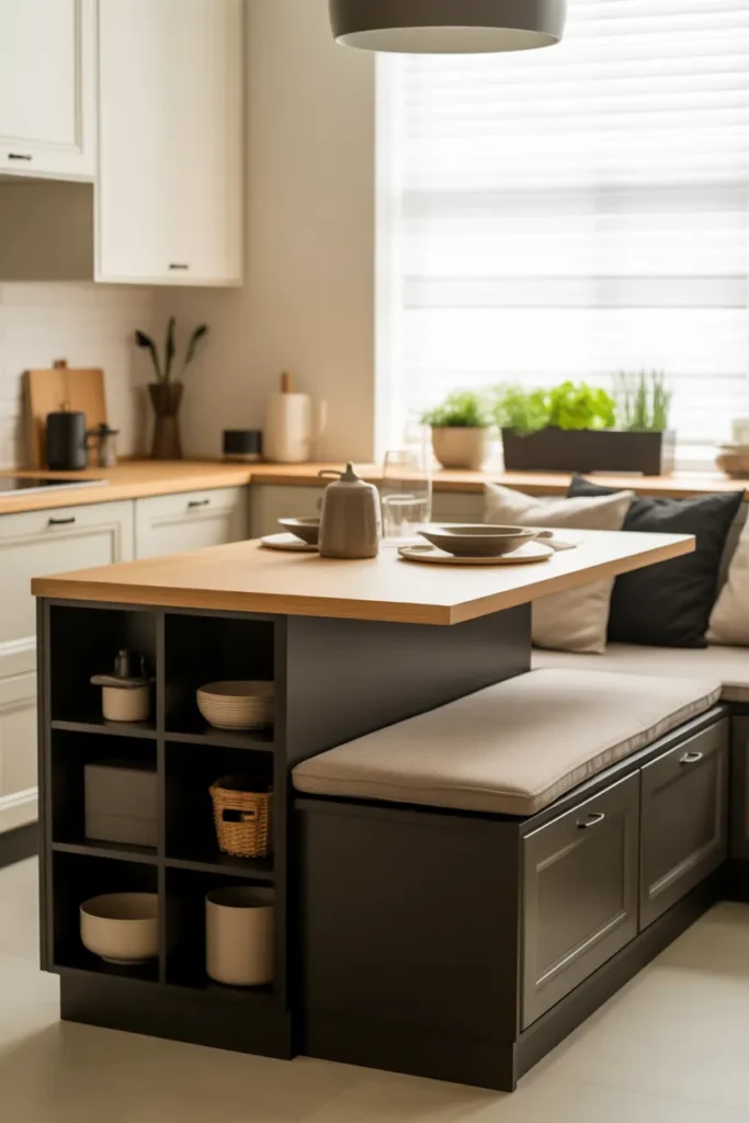 Matte Black Bench with Drawer and Shelf Storage