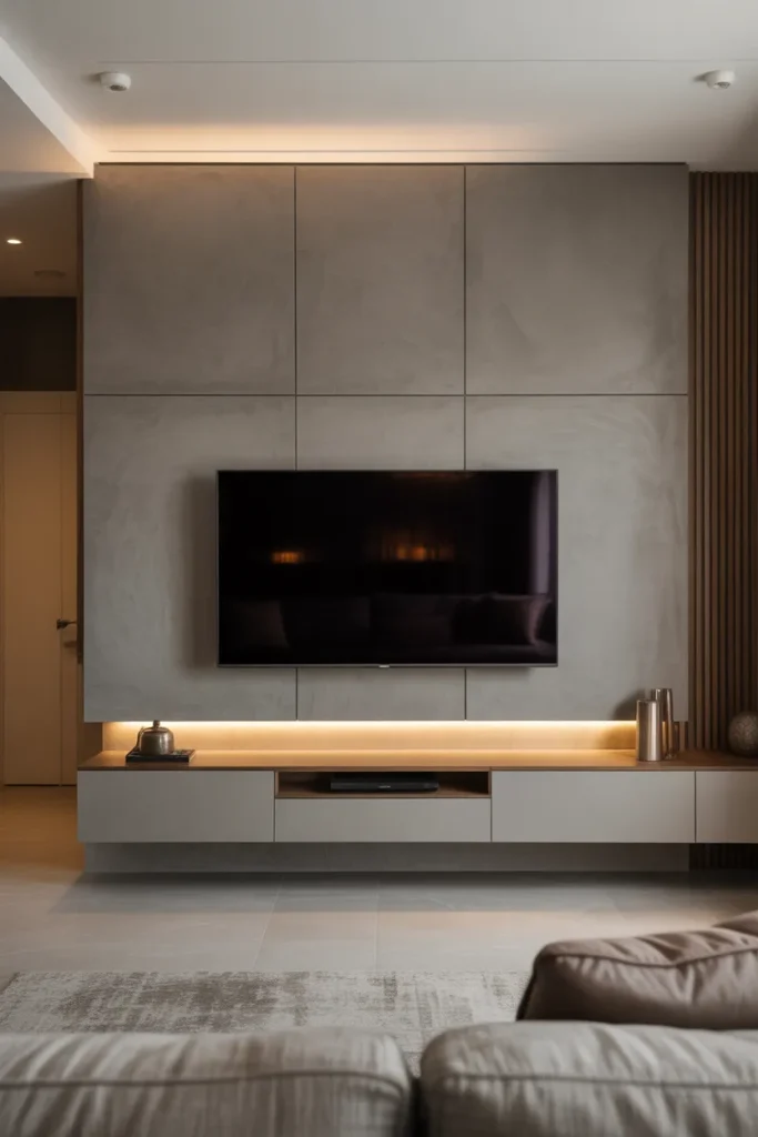 Minimal Concrete Panel TV Wall