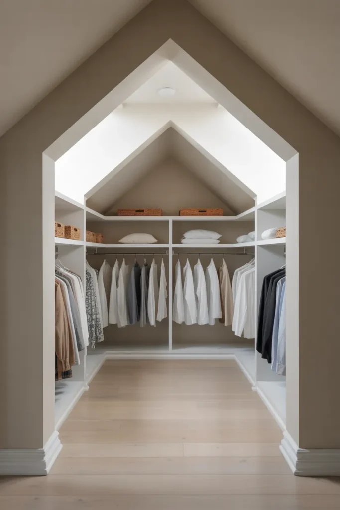 Minimalist Attic Walk-In Closet