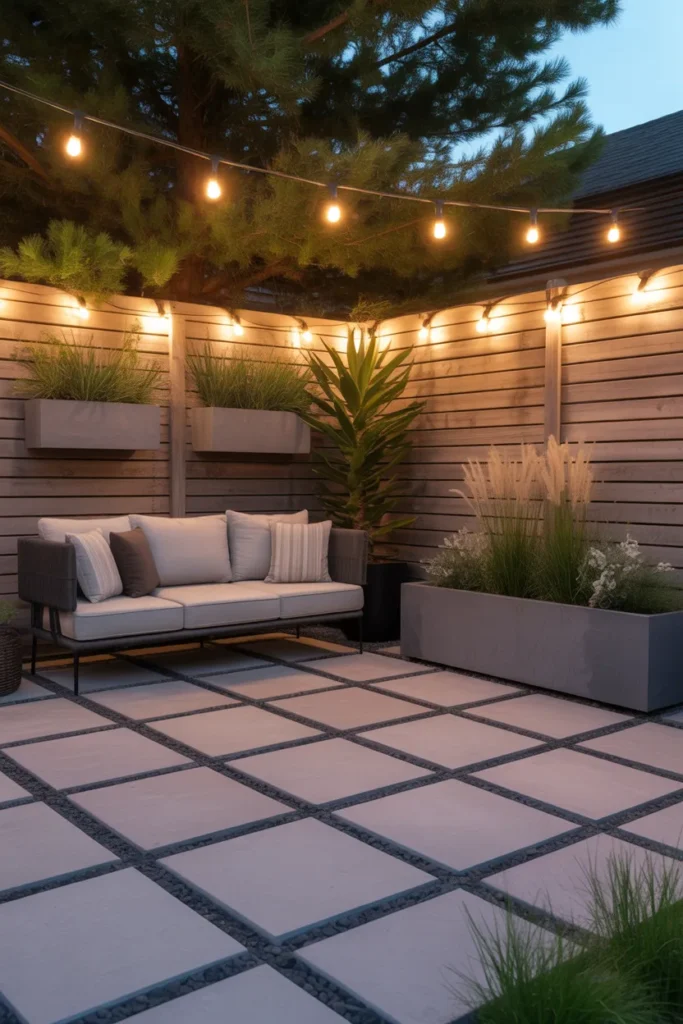 Minimalist Patio with Concrete Pavers