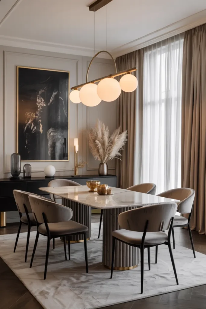 Modern Dining Room with Marble Table